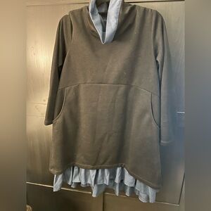 Black and Gray Hooded Tunic Dress